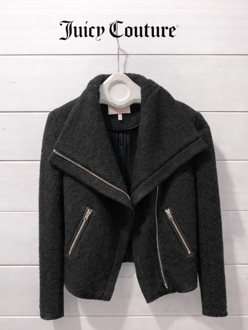 Black wool-blend moto jacket – Juicy Couture – Size S